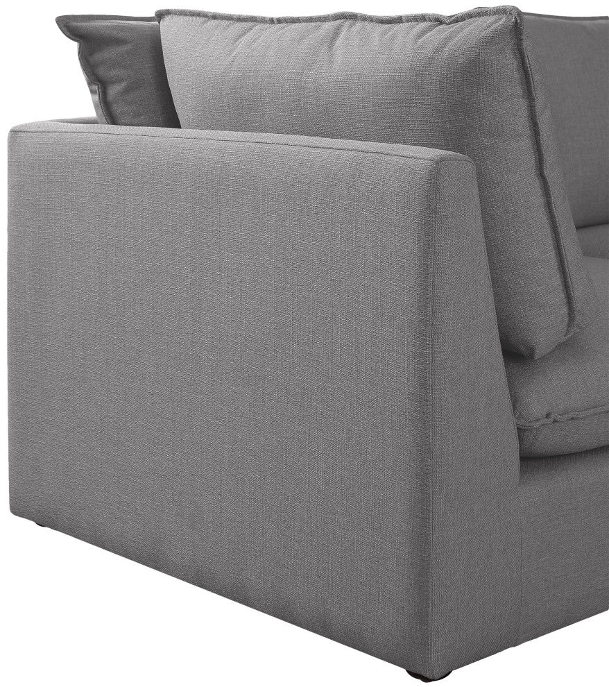 Mackenzie Linen Textured Fabric Upholstered 4-Piece Modular Sofa, Grey