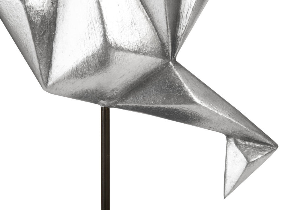 Origami Bird Table Top Sculpture, Silver Leaf