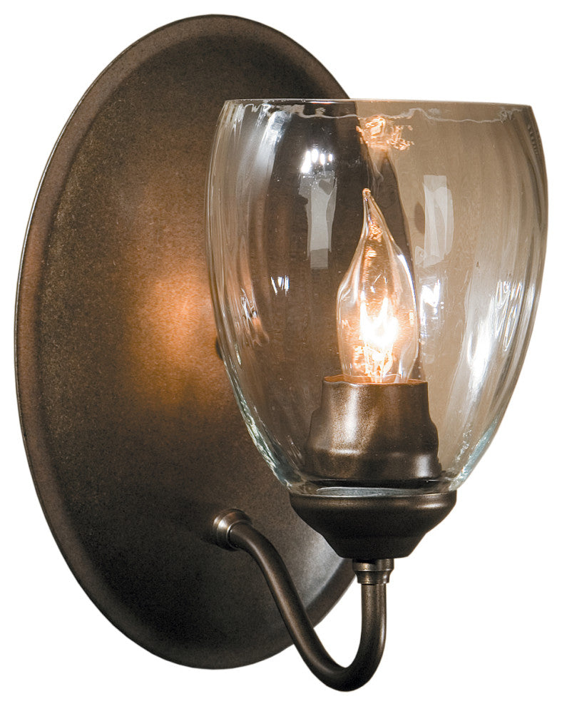 Simple Lines Sconce, Dark Smoke Finish, Water Glass