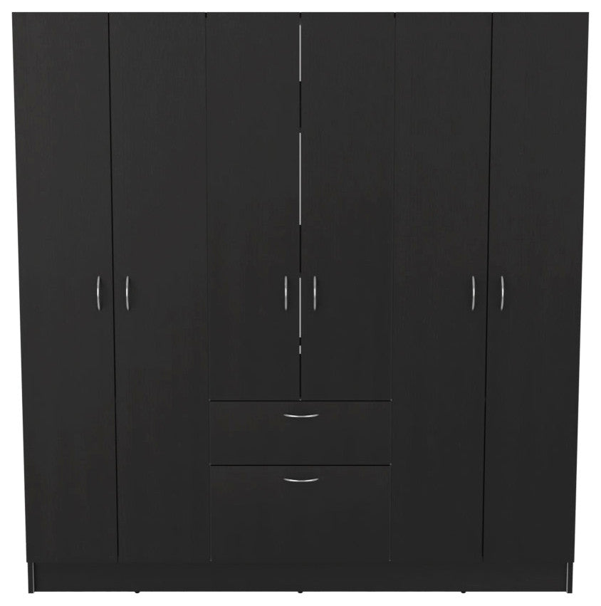 Six Doors Armoire Maya, Bedroom, Black / White
