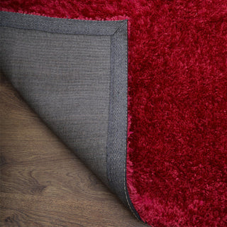 HAND TUFTED SHAG POLYESTER ECO-FRIENDLY AREA RUGS, Dark Pink Color, Solid Design