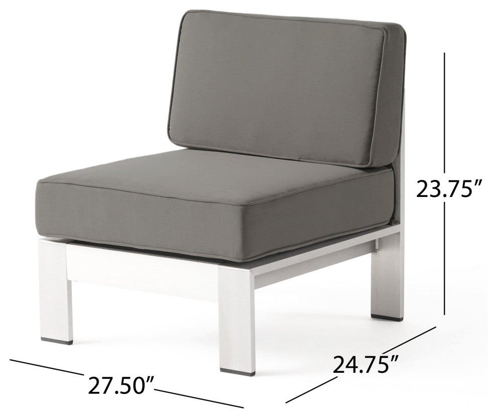 GDF Studio Emily Coral Outdoor 9-Seater Aluminum Sectional Set With Coffee Table
