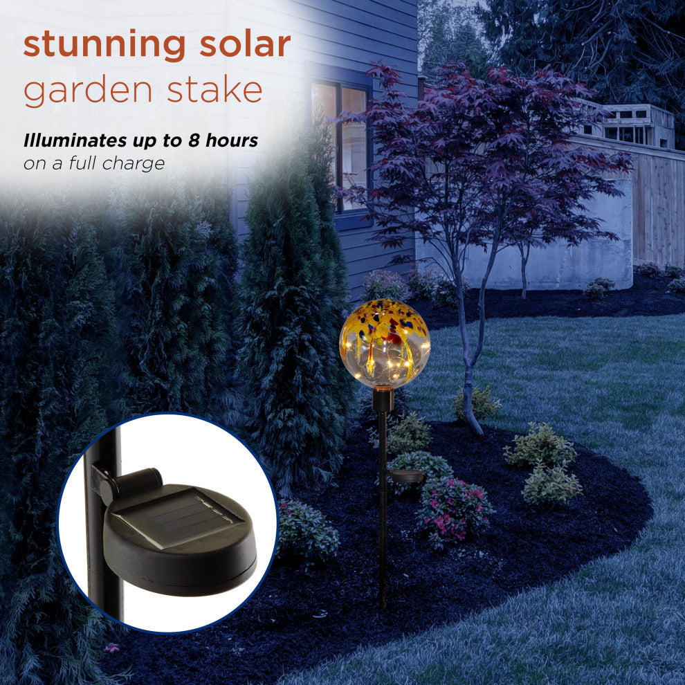 Solar Rainbow Splashes Glass Ball LED Garden Stake