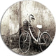 Old Bicycle And Cracked Wall, Photography Large Disc Metal Artwork, 11"