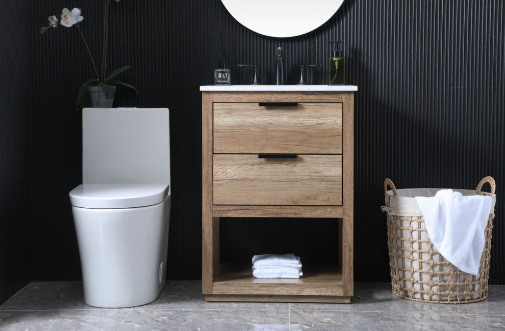 Louie 24" SIngle Bathroom Vanity, Natural Oak