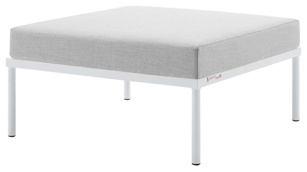 Lounge Sectional Sofa Chair Table Set, Sunbrella, Aluminum, Gray, Outdoor