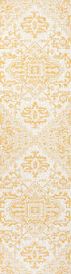 Estrella Bohemian Medallion Textured Weave Indoor/Outdoor, Cream/Yellow, 2 X 10