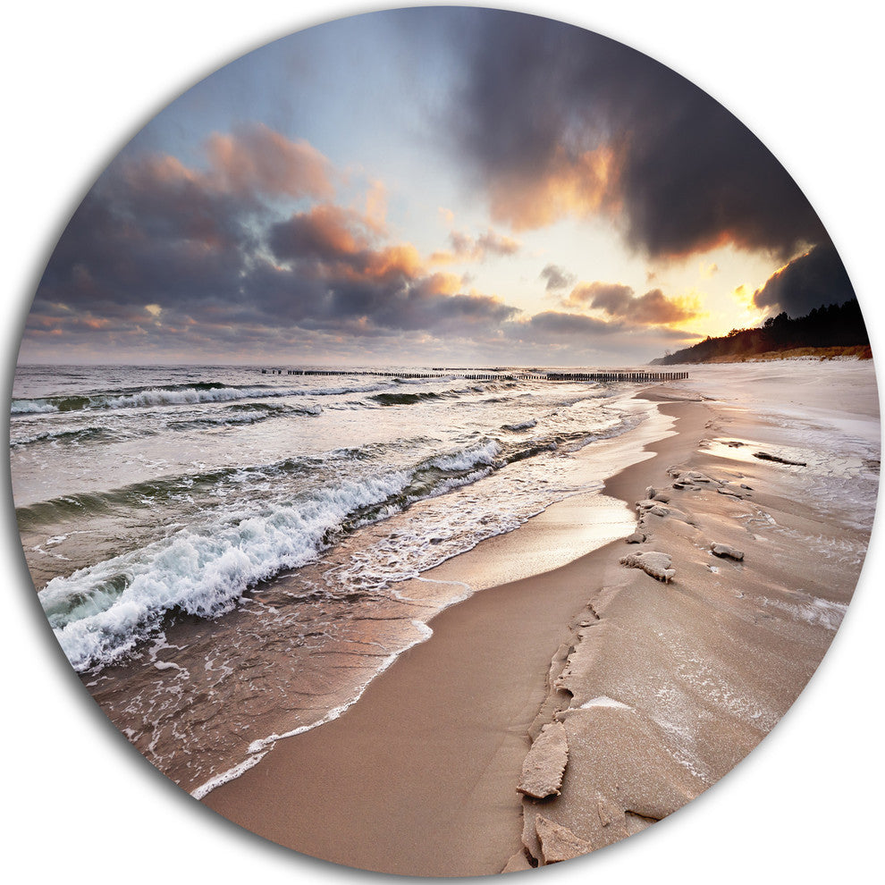 Shore Of Baltic Sea During Winter, Seashore Round Wall Art, 36"