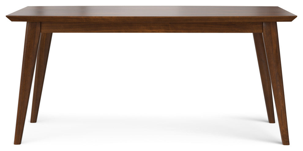 Draper Solid Wood Mid Century Rectangle Dining Table, Walnut Veneer