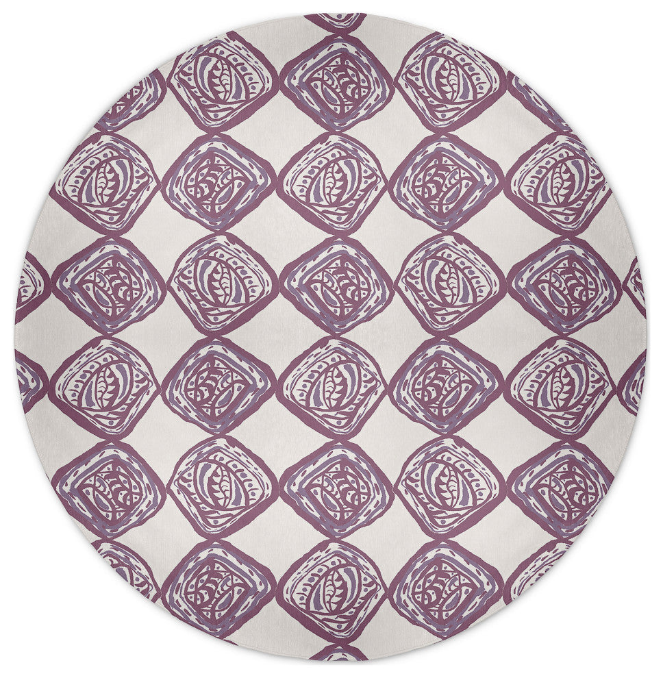 Cowry Check Rug, Purple, 5' Round
