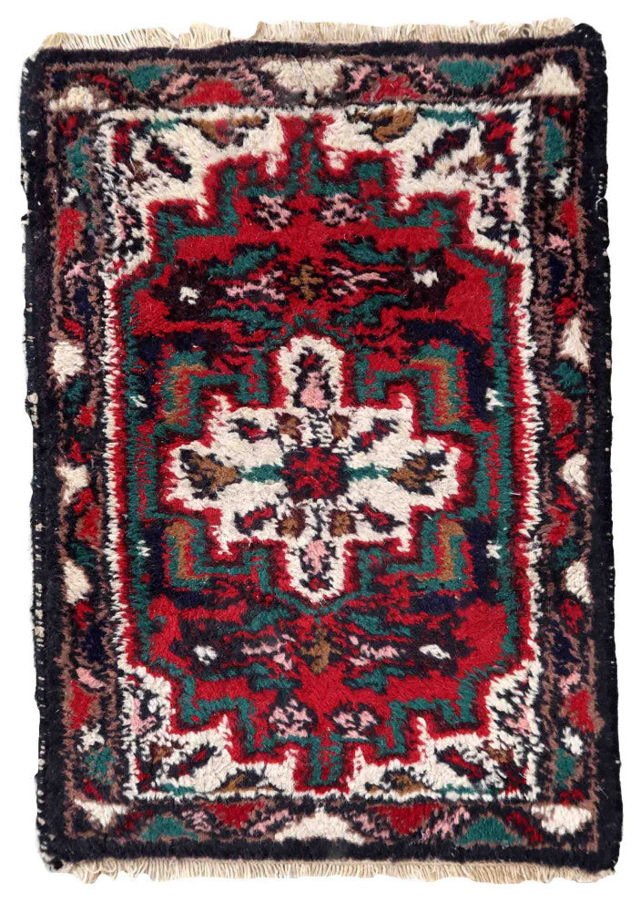 Handmade Vintage Persian Hamadan Mat 1.4'x2', 43cmx63cm, 1970s