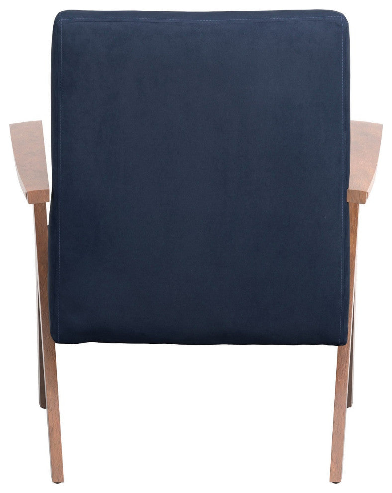 Wooden Arms Accent Chair, Dark Blue