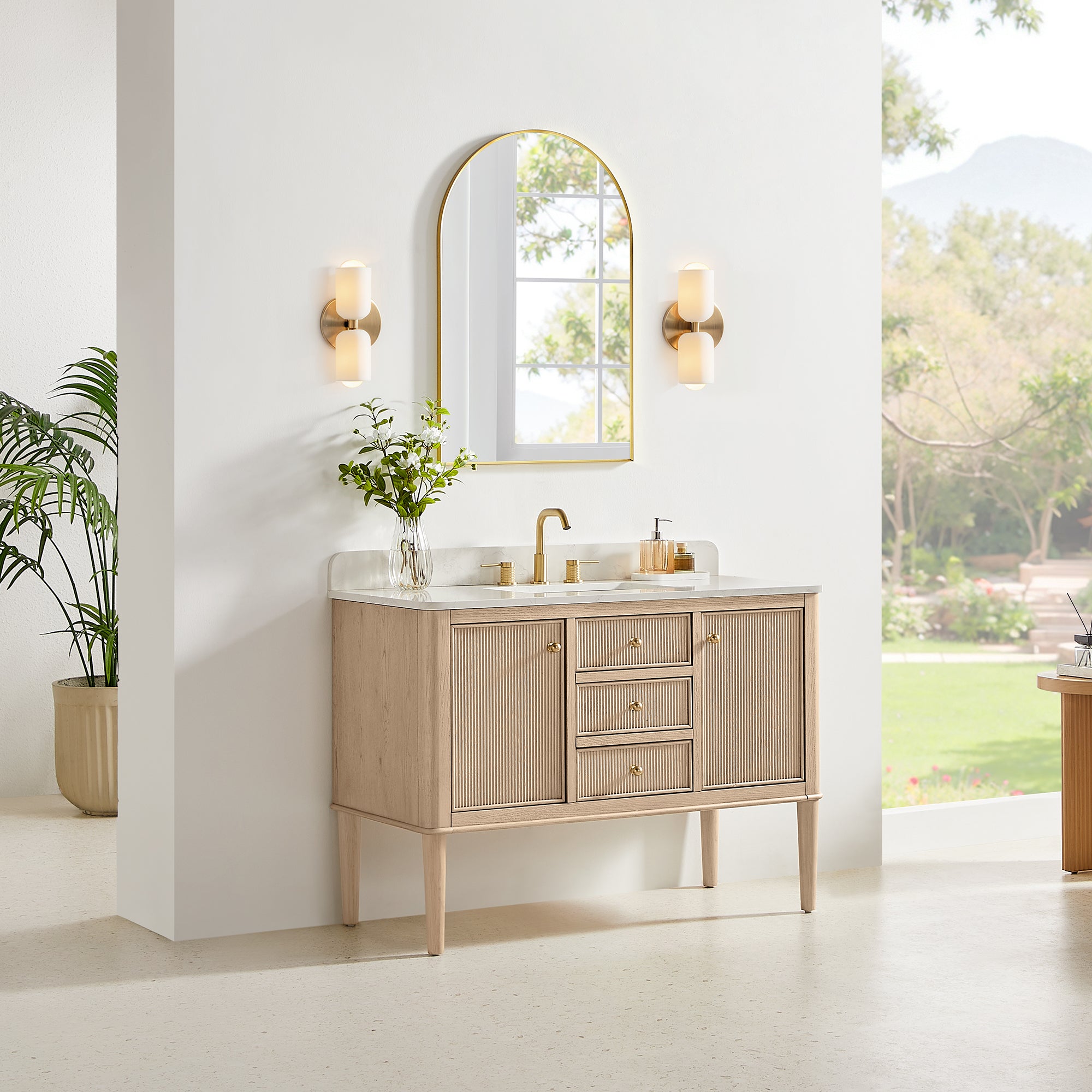 Blaise Bathroom Vanity, Light  Oak, 48" Single, No Mirror
