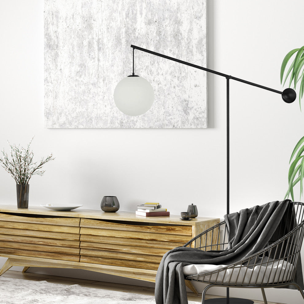 Holly Transitional 1 Light Matte Black White Metal Floor Lamp