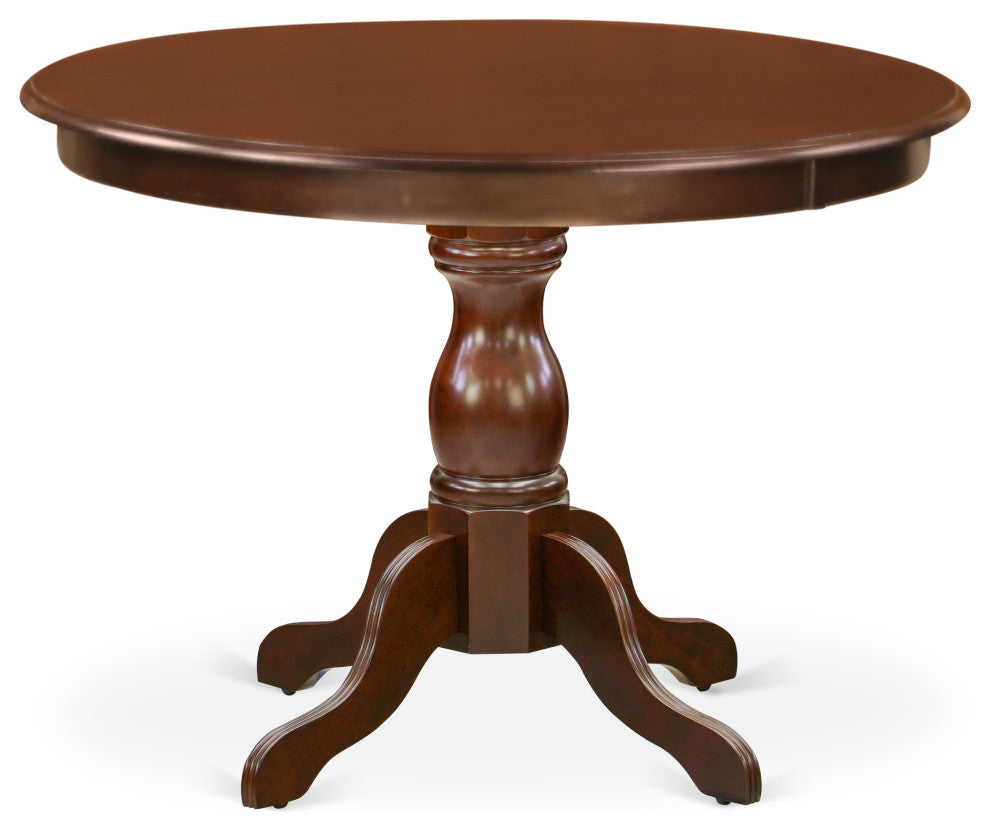 5 Pc Dining Set, Mahogany Table, 4 Mahogany Faux Leather Comfortable Chairs