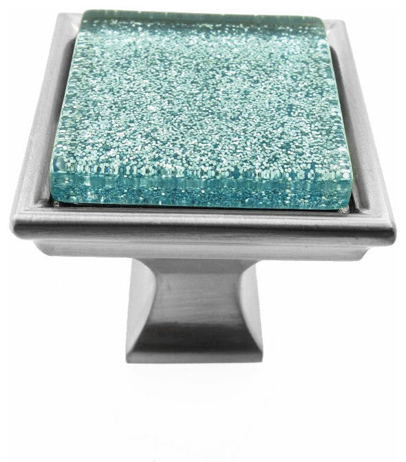 Sparkling Ice Silver Sand Crystal Glass Brushed Nickel Madison Classic Knob