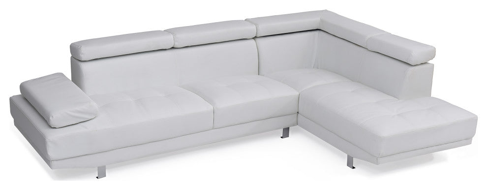 Riveredge 109" W 2 Piece Faux Leather L Shape Sectional Sofa, White
