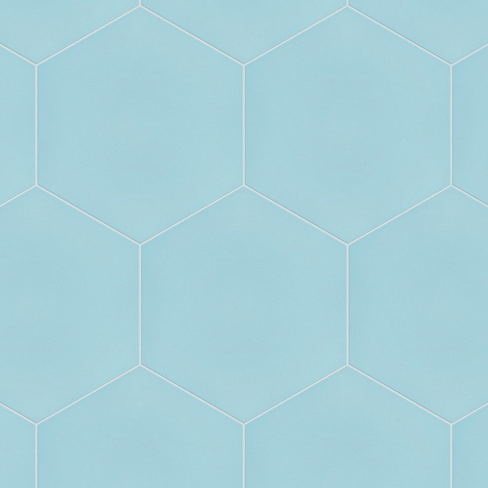 Textile Basic Hex Aqua Porcelain Floor and Wall Tile