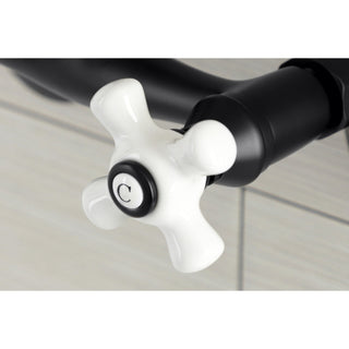 Kingston Brass KS612MB Two-Handle Wall Mount Bar Faucet, Matte Black