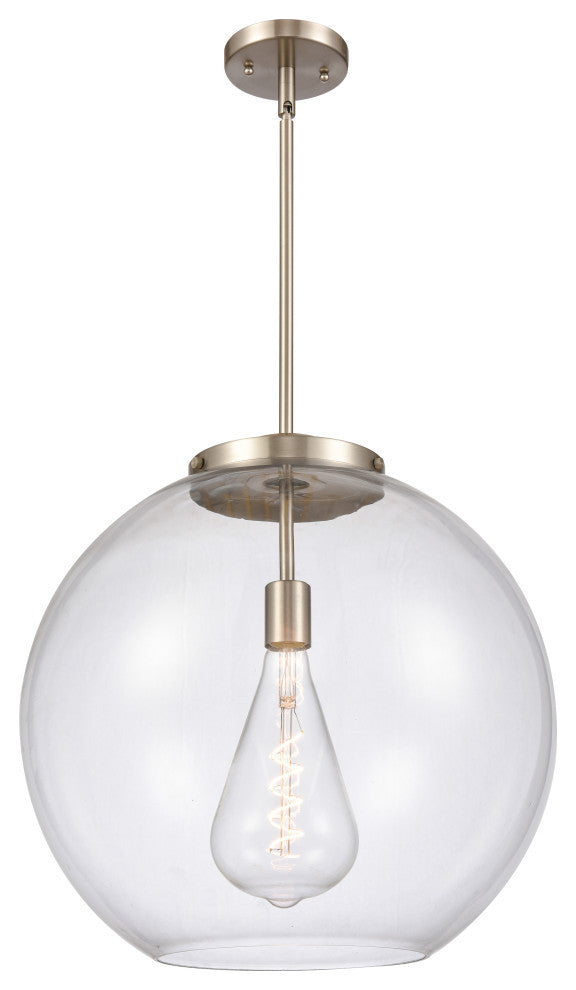 Athens Pendant, Brushed Satin Nickel, Clear, Clear