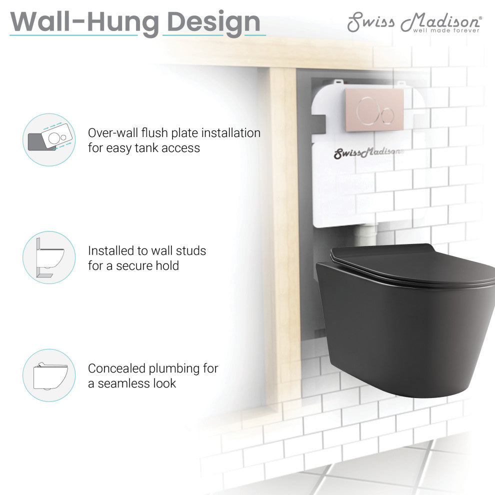 Calice Wall-Hung Round Toilet Bowl, Matte Black