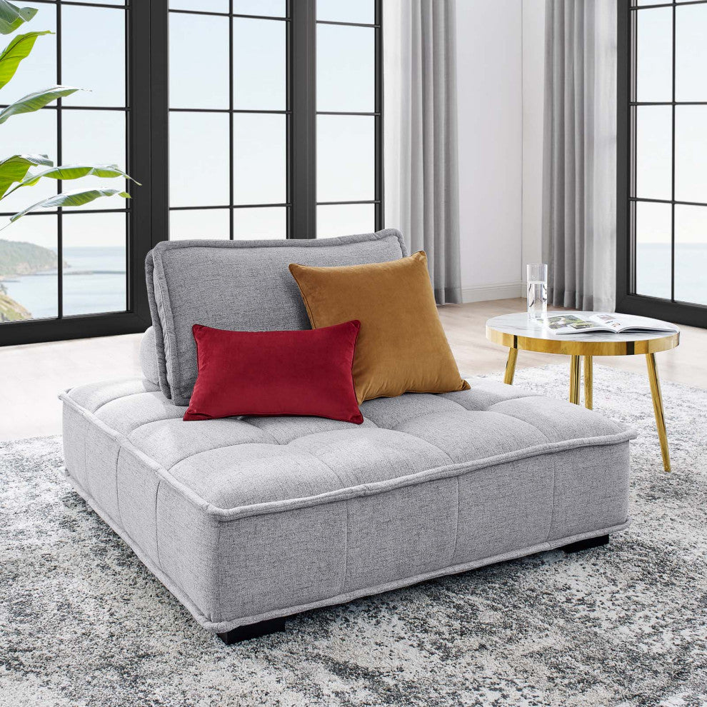 Tufted Accent Chair, Fabric, Gray, Modern, Living Lounge Hotel Hospitality