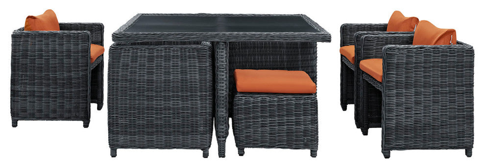 Canvas Tuscan Summon 9-Piece Outdoor Patio Sunbrella Dining Set