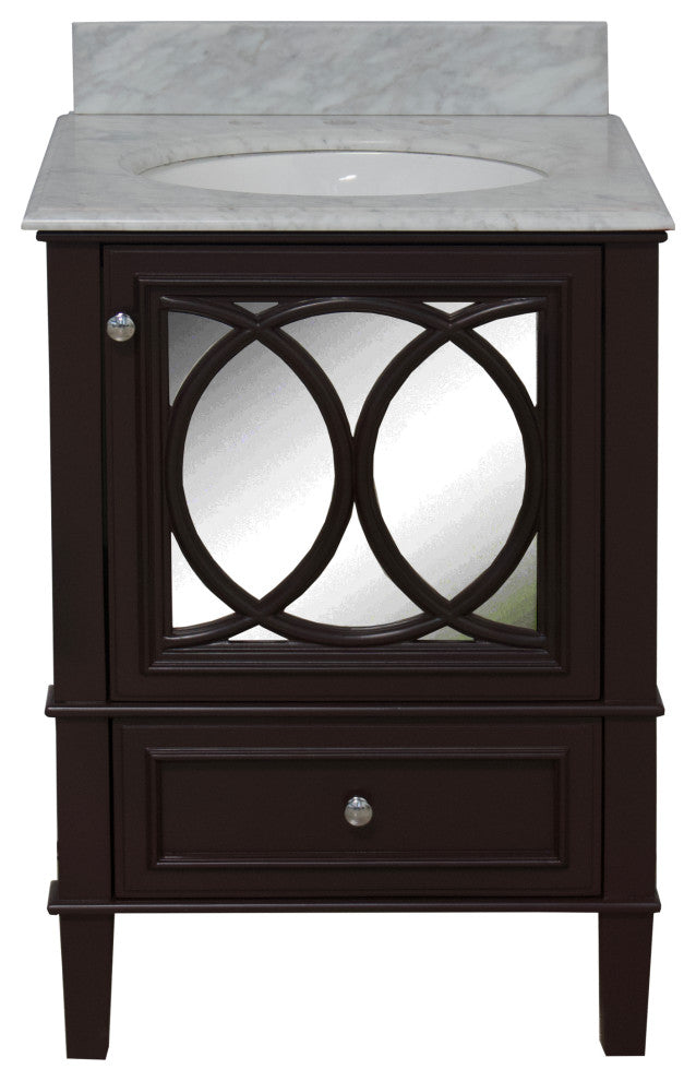 Olivia 24" Bathroom Vanity, Chocolate, Carrara Marble