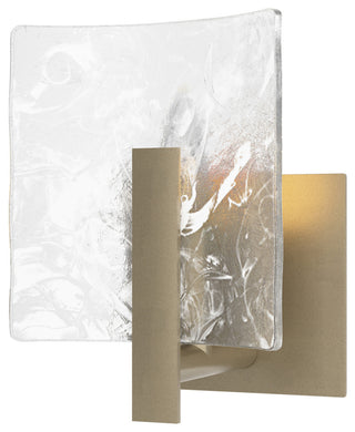 Arc Small 1-Light Bath Sconce, Soft Gold, White Swirl Glass