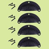 Renovators Supply 4 Pack Drawer Cup Bin Pull Cast Iron Black Cabinet Pull