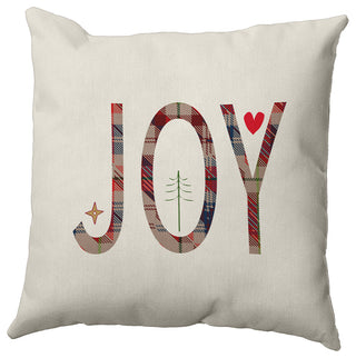 Doe Colored Joy Filled Season Christmas Polyester Throw Pillow, 18"x18"