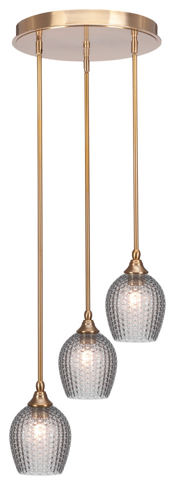 Empire 3-Light Cluster Pendalier, New Age Brass/Smoke Textured