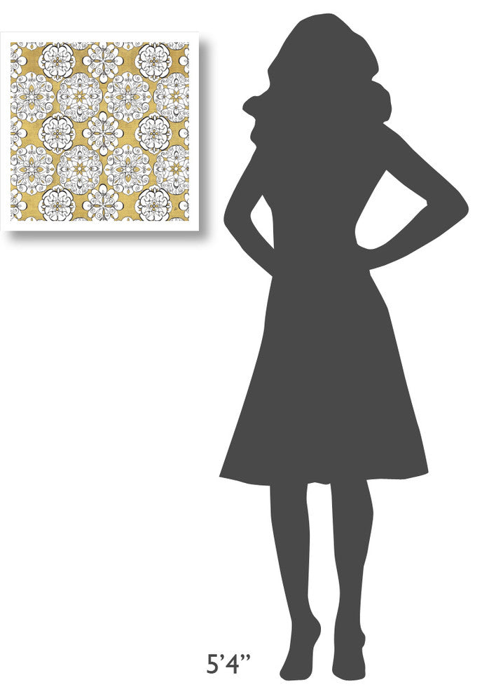 "Color my World Kolam Pattern Gold" Paper Print by Daphne Brissonnet, 20"x20"