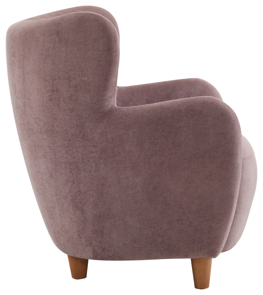GDF Studio Wingback Fabric Accent Chair With Solid Birch Legs, Pinkish Purple