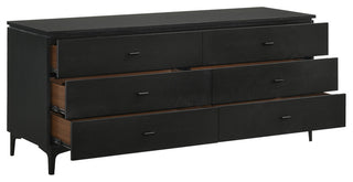 Legend Black Glaze Ash Veneer 6 Drawer Dresser with Metal Legs