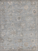 Museum Hand-Knotted Bamboo Silk and Cotton Blue/Gray Area Rug