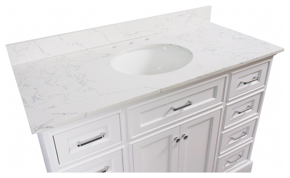 Aria 48" Bathroom Vanity, White, Engineered Marble