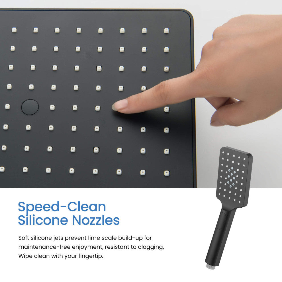 Cube Shower Column With Dual Function Shower Head, Matte Black
