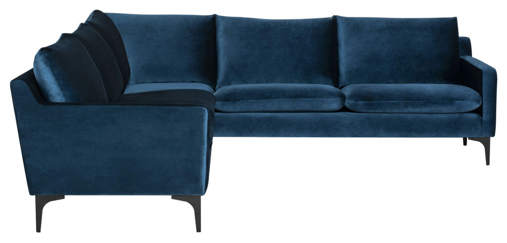 Anders Midnight Blue Fabric Sectional Sofa, HGSC677