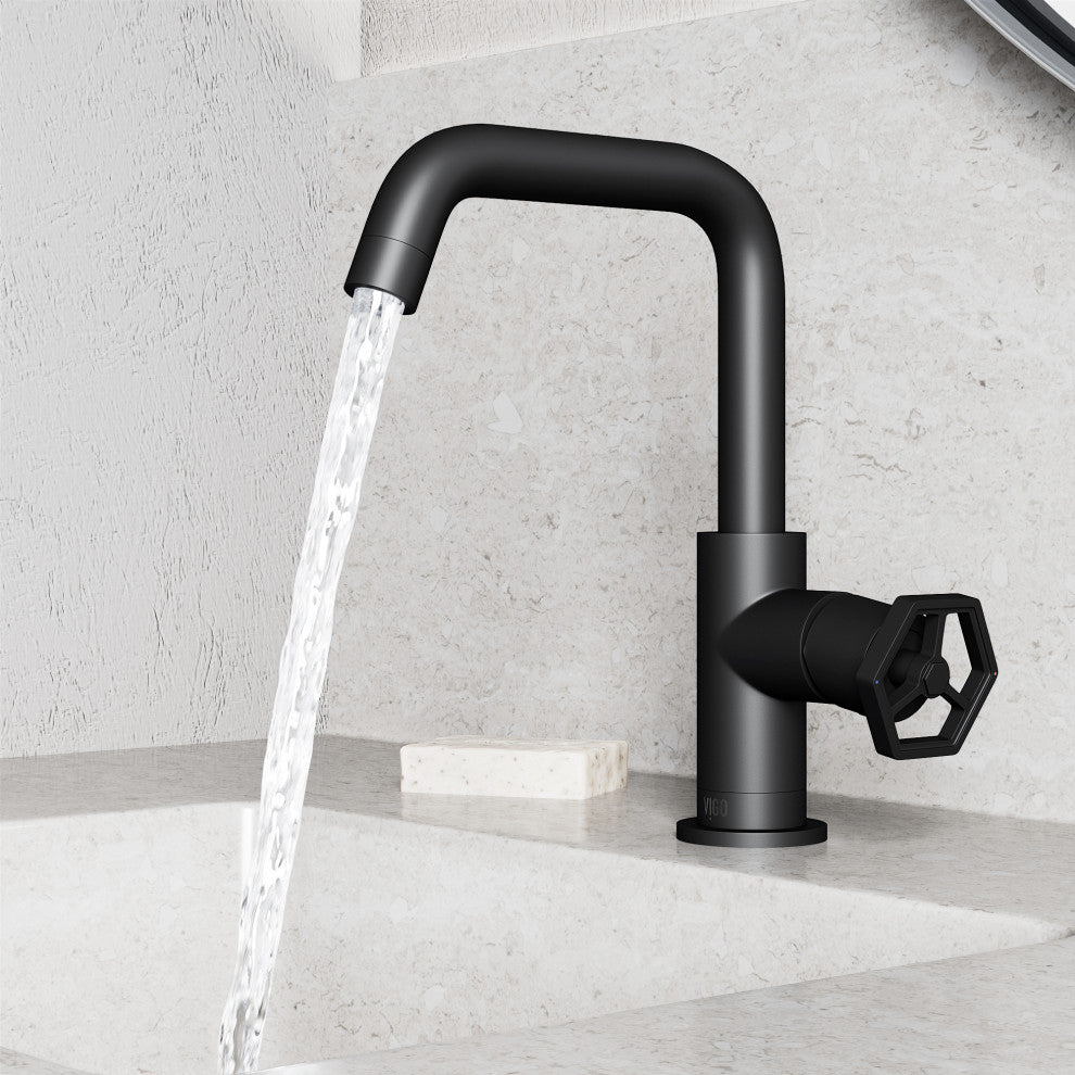 VIGO Ruxton 9" H Single Handle Single Hole Bathroom Faucet, Matte Black, Without Extras