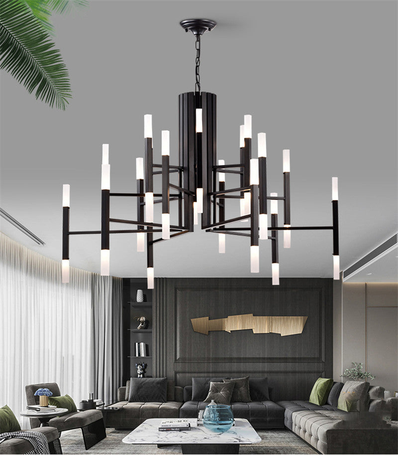 Zelbio | Gold/Black Postmodern LED Chandelier for Living Room, Black, 60 Lights - Dia109.0xh70.1cm / Dia42.9xh27.6"
