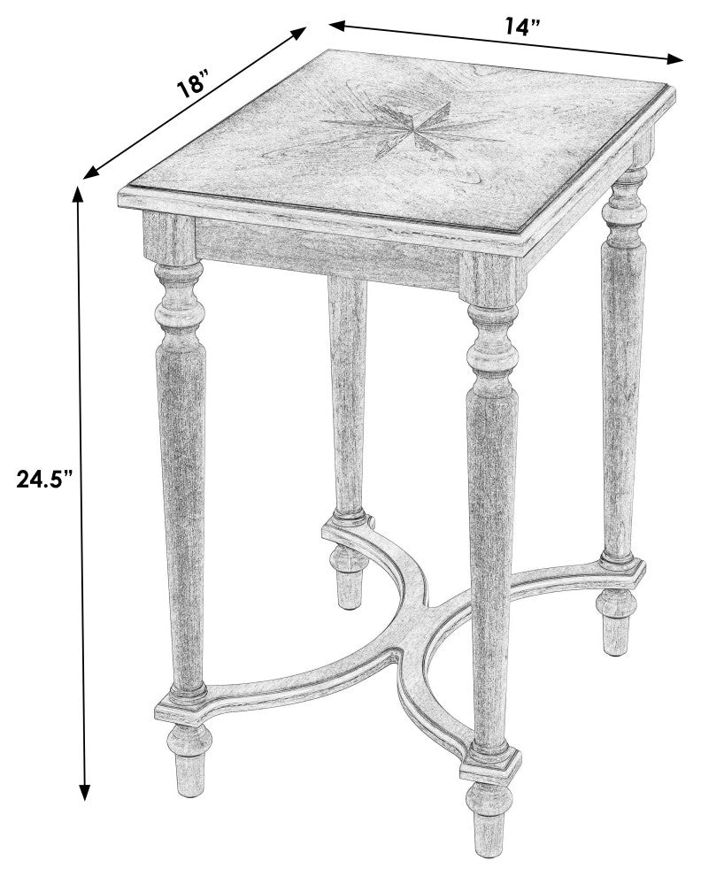 Tyler Solid Wood Inlay Accent Table, Dark Brown