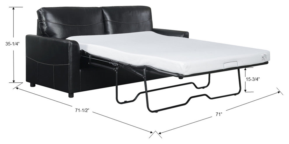 Vaughn Sleeper Sofa, Black, Full