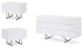 Modrest Chrysler White Dresser and Two Nightstands