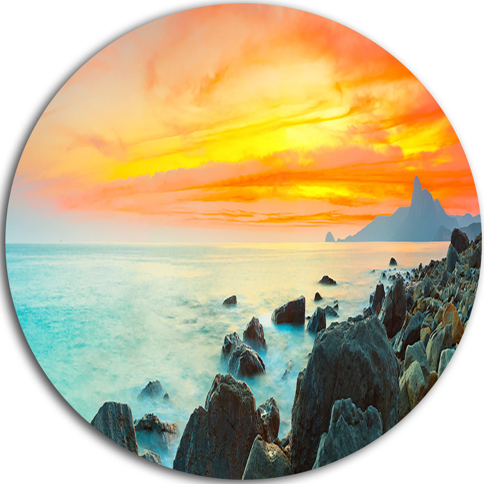 Panoramic Sunset, Photography Disc Metal Artwork, 38"