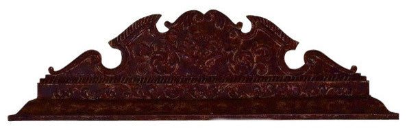 Ornate Embossed Baroque Iron Wall Plaque, Outdoor Antique Over Door Metal