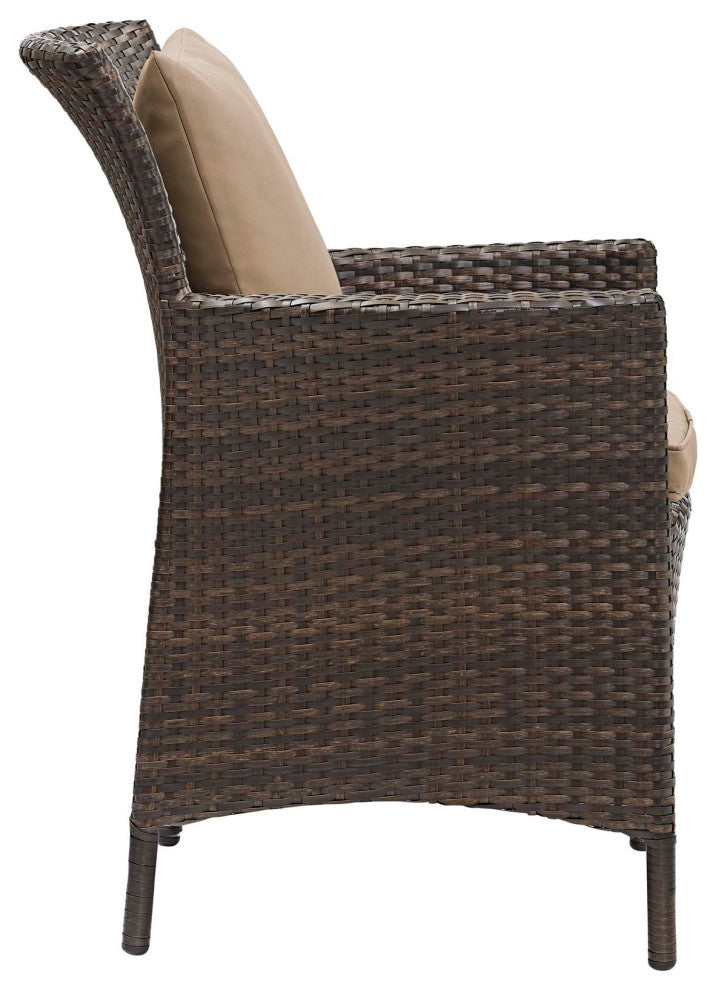 Brown Mocha Conduit Outdoor Patio Wicker Rattan Dining Armchair