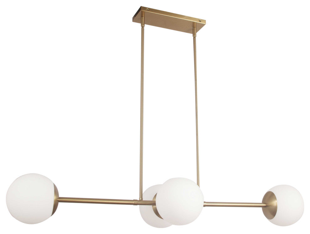 Dayana Transitional 4 Light Aged Brass White Metal Pendant