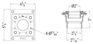 ALFI brand ABDB55 PVC Shower Drain Base with Rubber Fitting