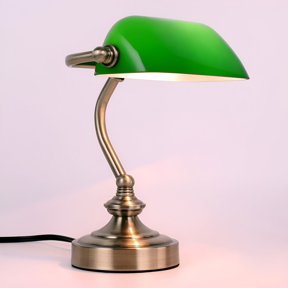 Classical vintage banker reading lamp for bedroom, study room, Green
